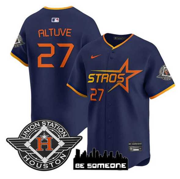Mens Houston Astros #27 Jose Altuve Navy 2025 City Connect Limited Stitched Jersey Dzhi->houston astros->MLB Jersey